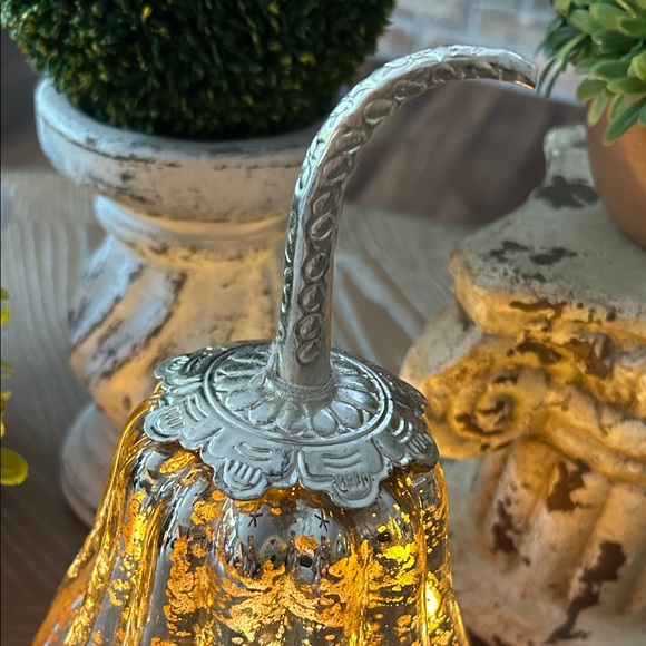 NEW! Vintage Inspired LIGHTED Gold Mercury Glass Fall Harvest Pumpkin - Picture 3 of 7